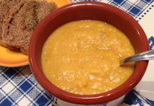 Sopa creme de grão-de-bico com abóbora menina